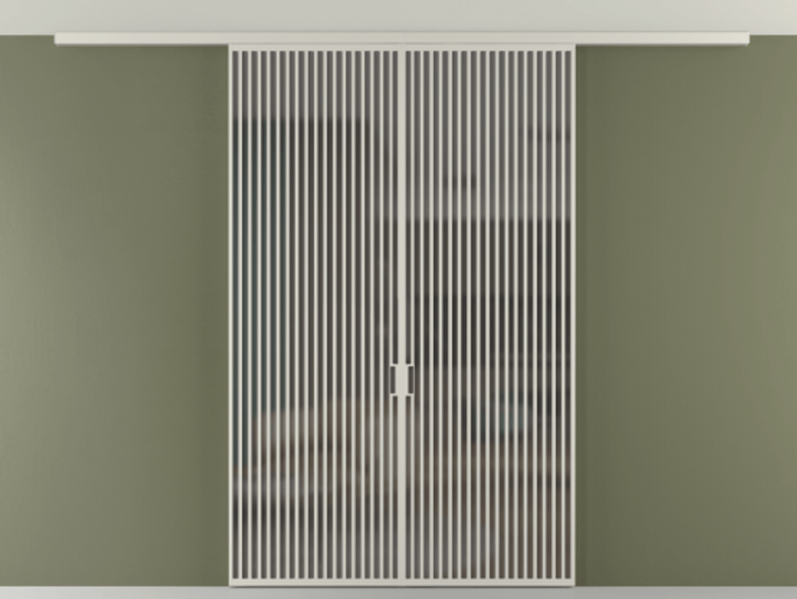 Перегородка Формато вдоль стены на потолок 2 створки АЛПР 040.06 Алюминий тёплый серый Сатинированное серое стекло, триплекс Цена 90034560 so'm | Volhovec