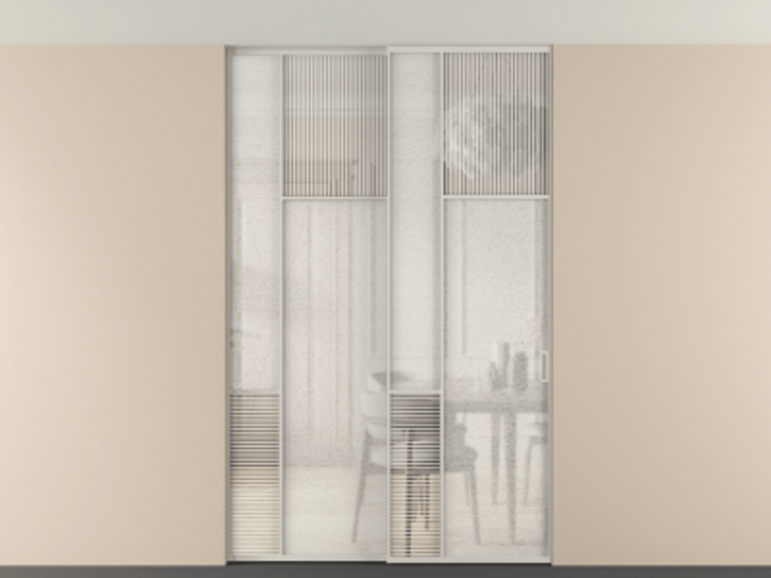 Перегородка Мозаик внутри проёма скрытое крепление в потолок 2 створки АЛПР 041.11 Алюминий тёплый серый Рифлёное стекло "Дюна", триплекс, 6 мм + Фактурное стекло "Лёд", триплекс. Цена 69137740 so'm . Фабрика дверей Волховец 8 (800) 551 43 19 Перегородка Мозаик внутри проёма скрытое крепление в потолок 2 створки АЛПР 041.11 Алюминий тёплый серый Рифлёное стекло "Дюна", триплекс, 6 мм + Фактурное стекло "Лёд", триплекс Цена 69137740 so'm | Volhovec