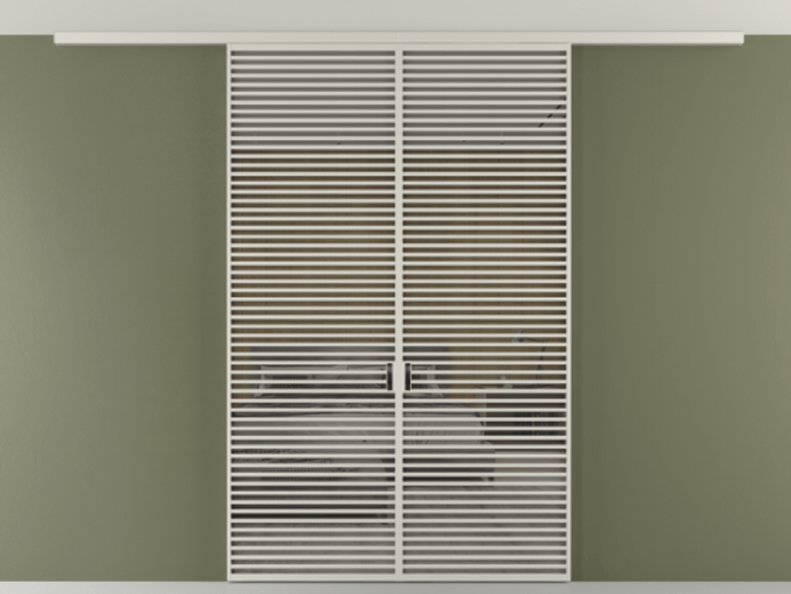 Перегородка Формато вдоль стены на потолок 2 створки АЛПР 040.07 Алюминий тёплый серый Рефлективное серое стекло "Стопсол", калёное Цена 93282560 so'm | Volhovec