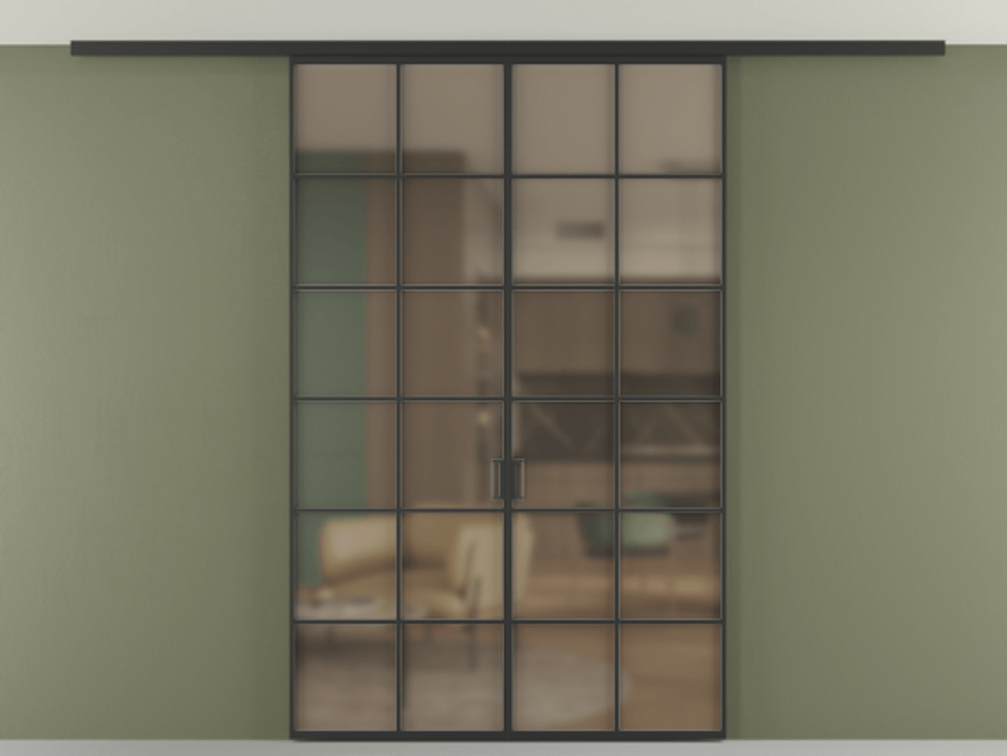 Перегородка Формато вдоль стены на потолок 2 створки АЛПР 040.05 Алюминий Черный Сатинированное бронзовое стекло, триплекс Цена 47741540 so'm | Volhovec