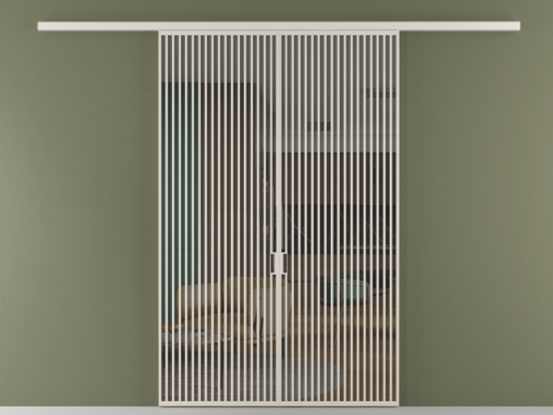 Перегородка Formato вдоль стены 2 створки АЛПР 040.06 Алюминий облачно-серый Прозрачное серое стекло, триплекс Цена 87087000 so'm | Volhovec