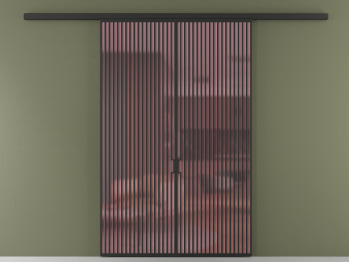 Перегородка Formato вдоль стены 2 створки АЛПР 040.06 Алюминий Черный Сатинированное розовое стекло, триплекс Цена 69909140 so'm | Volhovec