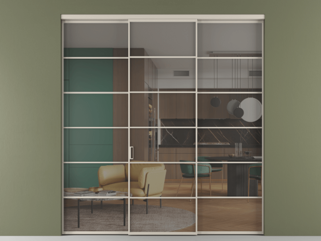 Перегородка Формато внутри проёма 3 створки АЛПР 040.04 Алюминий светло-бежевый Прозрачное серое стекло, триплекс. Цена 1718540 AMD 1. Полотно 3 шт. (800/2100 мм)
2. Комплект установки раздвижной системы
3. Базовый комплект фурнитуры
4.Ручка Рондо. Фабрика дверей Волховец 8 (800) 551 43 19 Перегородка Формато внутри проёма 3 створки АЛПР 040.04 Алюминий светло-бежевый Прозрачное серое стекло, триплекс Цена 1718540 AMD | Volhovec