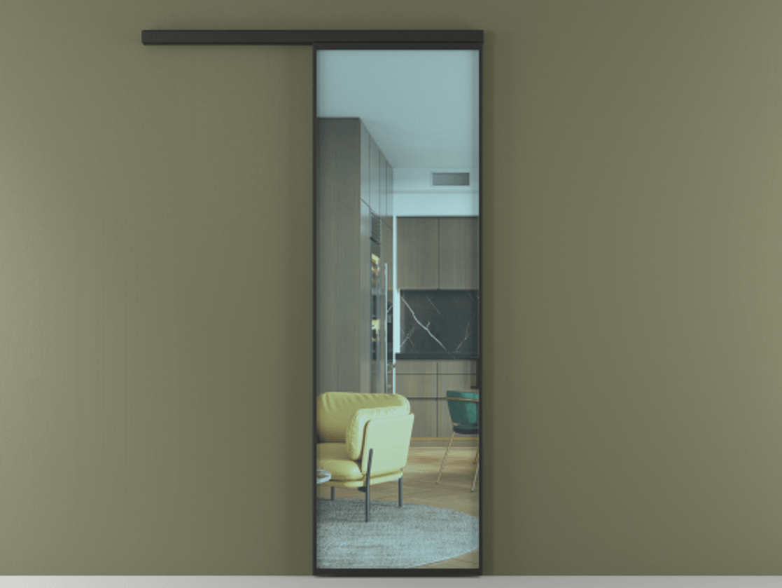 Перегородка Formato вдоль стены 1 створка АЛПР 040.01 Алюминий Черный Прозрачное голубое стекло, триплекс Цена 19841220 so'm  | Volhovec