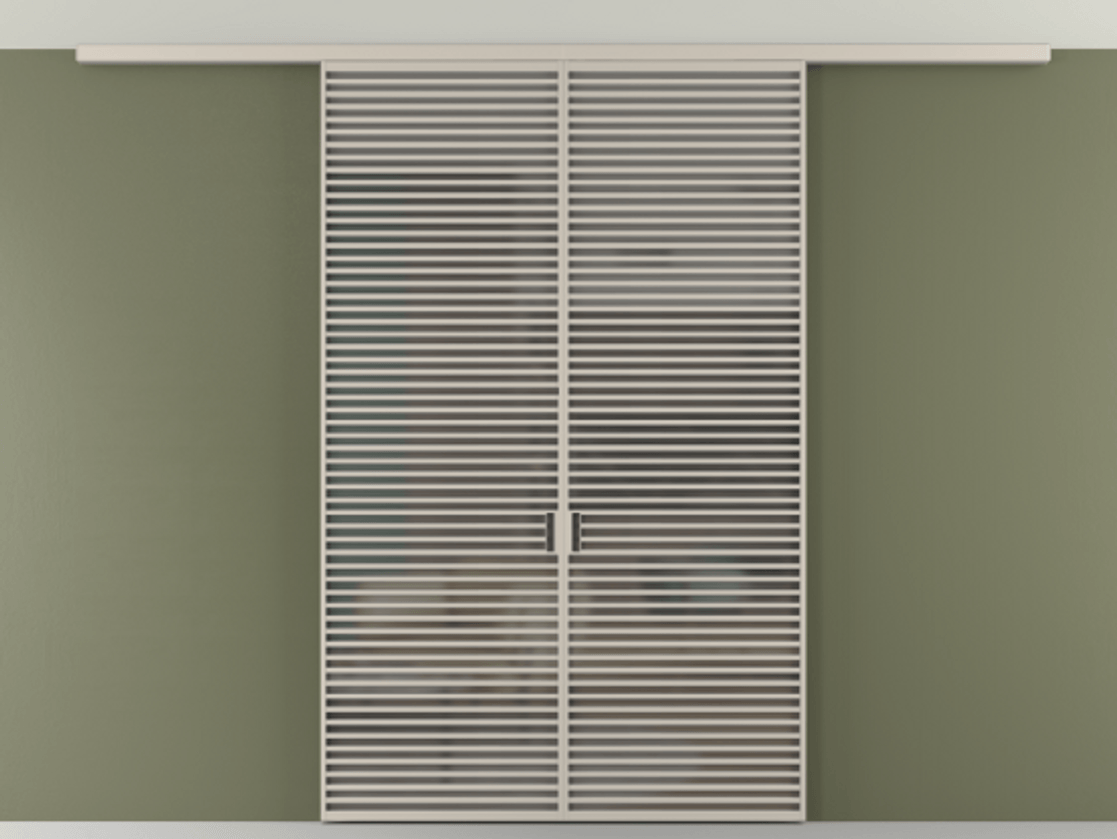 Перегородка Формато вдоль стены на потолок 2 створки АЛПР 040.07 Алюминий светло-бежевый Сатинированное серое стекло, триплекс Цена 74573270 so'm | Volhovec