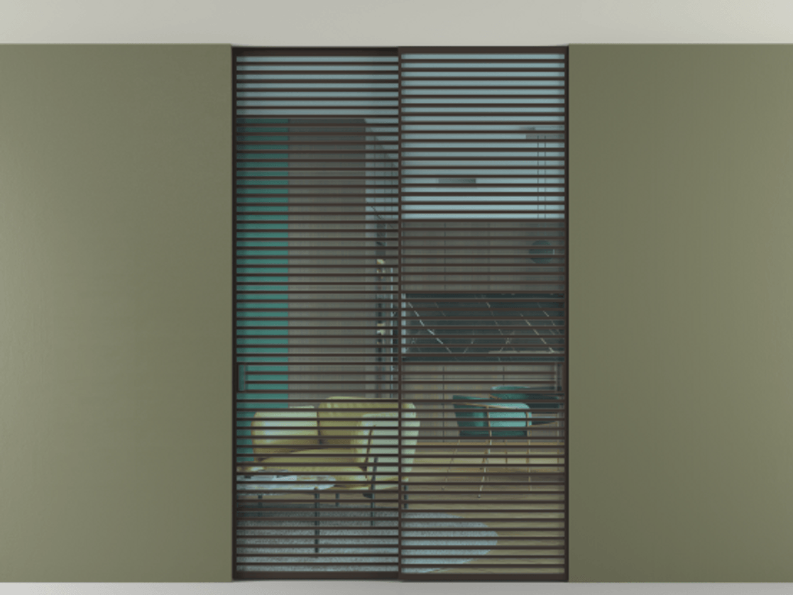 Перегородка Формато внутри проёма скрытое крепление в потолок 2 створки АЛПР 040.07 Алюминий антрацит Прозрачное голубое стекло, триплекс Цена 83212750 so'm | Volhovec