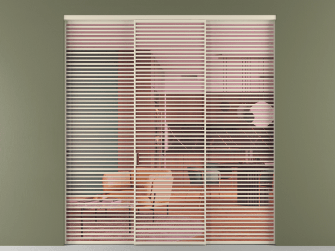 Перегородка Formato внутри проёма 3 створки АЛПР 040.07 Алюминий бежево-серый Прозрачное розовое стекло, триплекс Цена 98199220 so'm | Volhovec