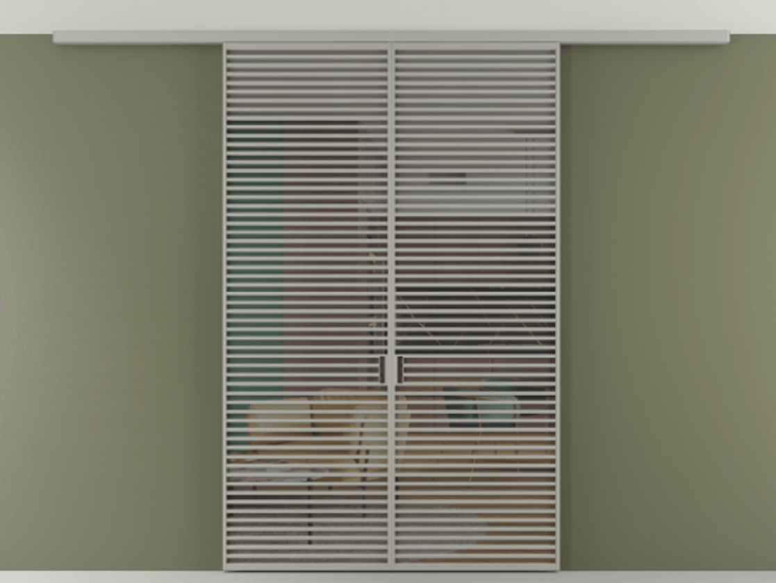 Перегородка Формато вдоль стены на потолок 2 створки АЛПР 040.07 Алюминий нейтральный серый Прозрачное серое стекло, триплекс Цена 74573270 so'm | Volhovec