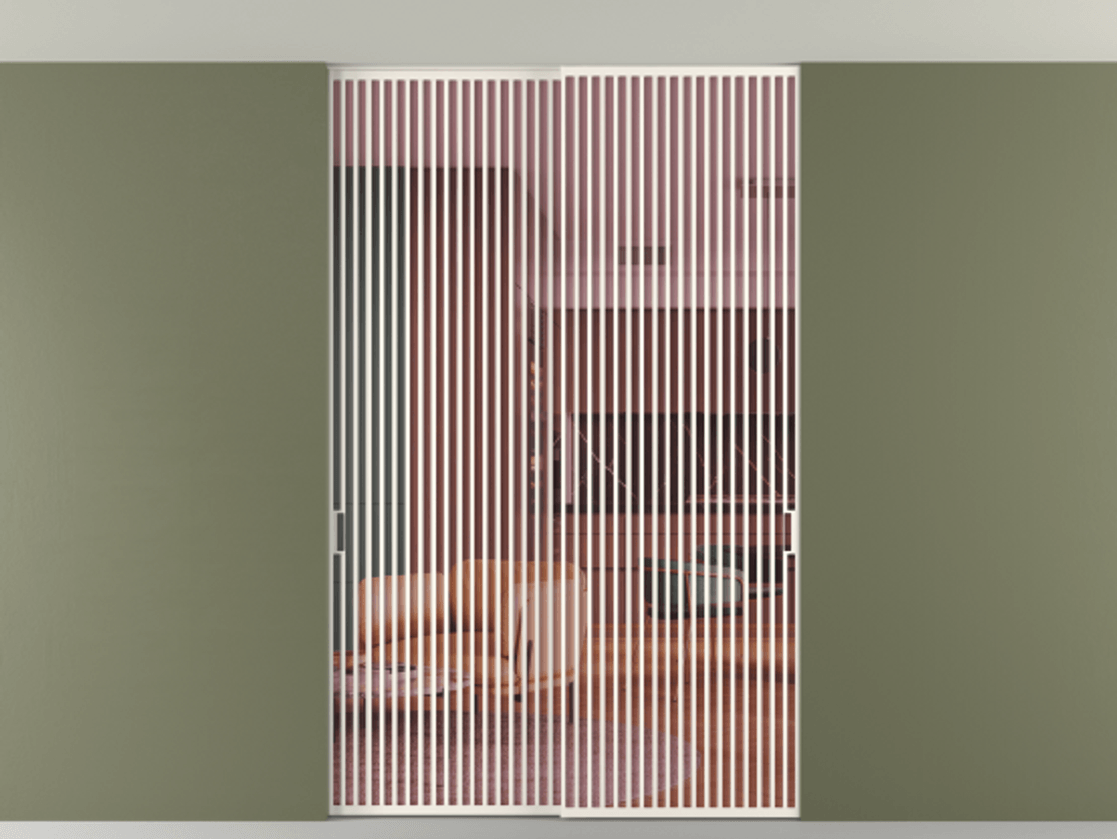 Перегородка Формато внутри проёма скрытое крепление в потолок 2 створки АЛПР 040.06 Алюминий пудровый белый Прозрачное розовое стекло, триплекс Цена 83212750 so'm | Volhovec