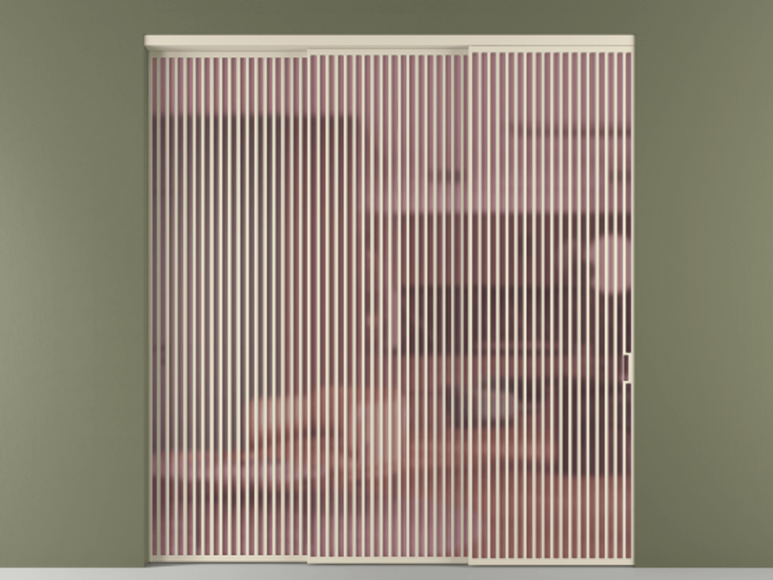 Перегородка Formato внутри проёма 3 створки с синхронным механизмом АЛПР 040.06 Алюминий бежево-серый Сатинированное розовое стекло, триплекс Цена 4610200 AMD  | Volhovec