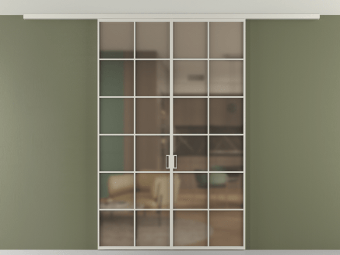 Перегородка Формато вдоль стены на потолок 2 створки АЛПР 040.05 Алюминий тёплый серый Сатинированное бронзовое стекло, триплекс Цена 49751240 so'm | Volhovec