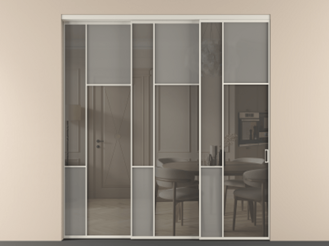 Перегородка Мозаик внутри проёма 3 створки с синхронным механизмом АЛПР 041.11 Алюминий облачно-серый Сатинированное серое стекло, триплекс, 6 мм + Прозрачное серое стекло, триплекс. Цена 88790170 so'm . Фабрика дверей Волховец 8 (800) 551 43 19 Перегородка Мозаик внутри проёма 3 створки с синхронным механизмом АЛПР 041.11 Алюминий облачно-серый Сатинированное серое стекло, триплекс, 6 мм + Прозрачное серое стекло, триплекс Цена 88790170 so'm | Volhovec