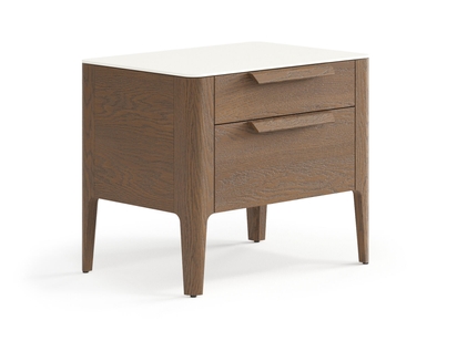 Мебель Тумба прикроватная Piega 2 ящика. Цвет Дуб туманный матовый. Материал Массив дуба матовый. Коллекция Тумба прикроватная Piega 2 ящика. Картинка.