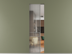 Алюминевая перегородка АЛПР 040.02 МНСР MS. Цвет Алюминий нейтральный серый. Материал Алюминий в эмали. Коллекция Перегородка Formato скрытый пенал одностворчатая. Картинка.