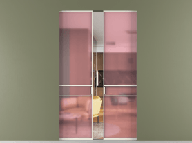 Алюминевая перегородка АЛПР 040.02 МЖМ САТ РОЗ. Цвет Алюминий жемчужный. Материал Алюминий в эмали. Коллекция Перегородка Formato скрытый пенал двустворчатая. Картинка.