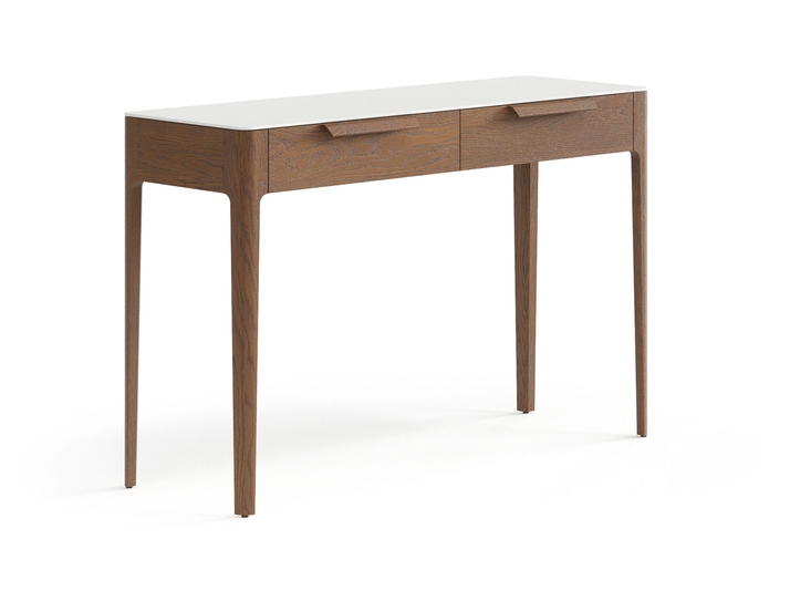 Мебель Консоль Piega 2 ящика. Цвет Дуб каштановый матовый. Материал Массив дуба матовый. Коллекция Консоль Piega 2 ящика. Картинка.