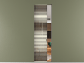 Алюминевая перегородка АЛПР 040.077 ММБ Stopsol Bronze. Цвет Алюминий молочно-белый. Материал Алюминий в эмали. Коллекция Перегородка Формато скрытый пенал 1 створка. Картинка.