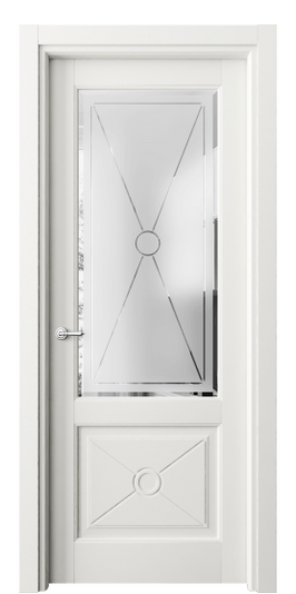 Дверь межкомнатная 6362 БС Сатинированное стекло с гравировкой и фацетом. Цвет Бук серый. Материал Массив бука эмаль. Коллекция Toscana Litera. Картинка.