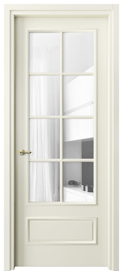 Дверь межкомнатная 8112 ММБ Прозрачное стекло. Цвет Матовый молочно-белый. Материал Гладкая эмаль. Коллекция Париж. Картинка.