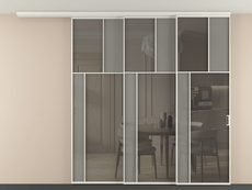 Перегородка Мозаик вдоль стены на потолок 3 створки с синхронным механизмом