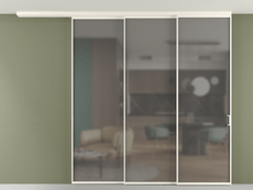 Перегородка Формато вдоль стены на потолок 3 створки с синхронным механизмом