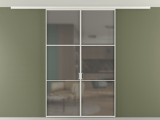 Перегородка Formato вдоль стены на потолок 2 створки