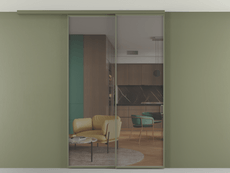 Перегородка Formato вдоль стены на потолок 2 створки с синхронным механизмом