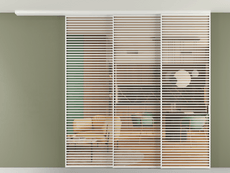 Перегородка Формато вдоль стены на потолок 3 створки с синхронным механизмом