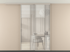 Перегородка Мозаик вдоль стены на потолок 2 створки с синхронным механизмом