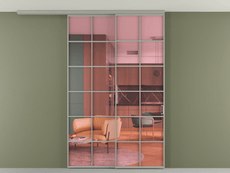 Перегородка Формато вдоль стены на потолок 2 створки с синхронным механизмом