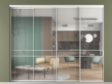 Перегородка Formato внутри проёма 4 створки с синхронным механизмом