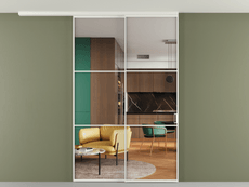 Перегородка Формато вдоль стены на потолок 2 створки с синхронным механизмом