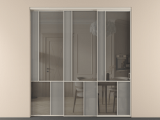 Перегородка Мозаик внутри проёма 3 створки с синхронным механизмом