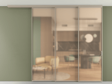 Перегородка Формато вдоль стены на потолок 3 створки с синхронным механизмом