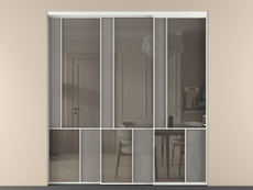 Перегородка Мозаик внутри проёма 3 створки с синхронным механизмом