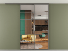 Перегородка Формато вдоль стены на потолок 2 створки с синхронным механизмом