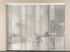 Перегородка Мозаик внутри проёма 4 створки с синхронным механизмом