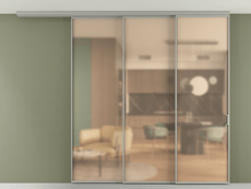 Перегородка Формато вдоль стены на потолок 3 створки с синхронным механизмом