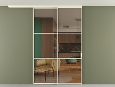 Перегородка Formato вдоль стены на потолок 2 створки с синхронным механизмом