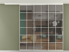 Перегородка Формато вдоль стены на потолок 3 створки с синхронным механизмом