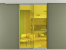 Перегородка Формато вдоль стены на потолок 2 створки с синхронным механизмом