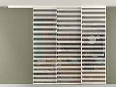 Перегородка Формато вдоль стены на потолок 3 створки с синхронным механизмом