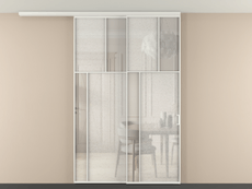 Перегородка Мозаик вдоль стены на потолок 2 створки с синхронным механизмом