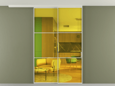 Перегородка Формато вдоль стены на потолок 2 створки с синхронным механизмом