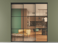 Перегородка Формато внутри проёма 3 створки с синхронным механизмом