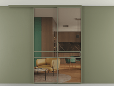 Перегородка Формато вдоль стены на потолок 2 створки с синхронным механизмом