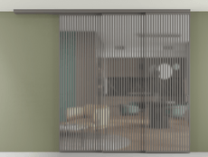 Перегородка Формато вдоль стены на потолок 3 створки с синхронным механизмом