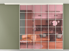 Перегородка Формато вдоль стены на потолок 3 створки с синхронным механизмом