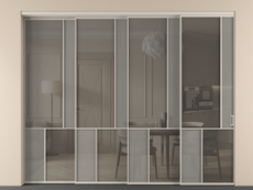 Перегородка Мозаик внутри проёма 4 створки с синхронным механизмом