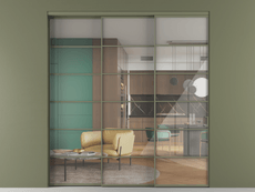 Перегородка Формато внутри проёма 3 створки с синхронным механизмом